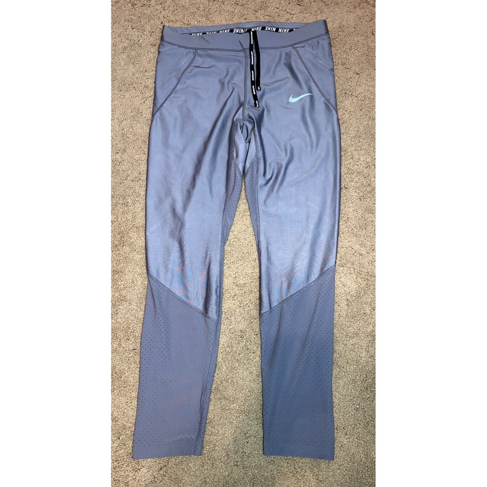 Nike Running Pants Women's Large Drift Gray Moisture Wicking Pockets Activewear